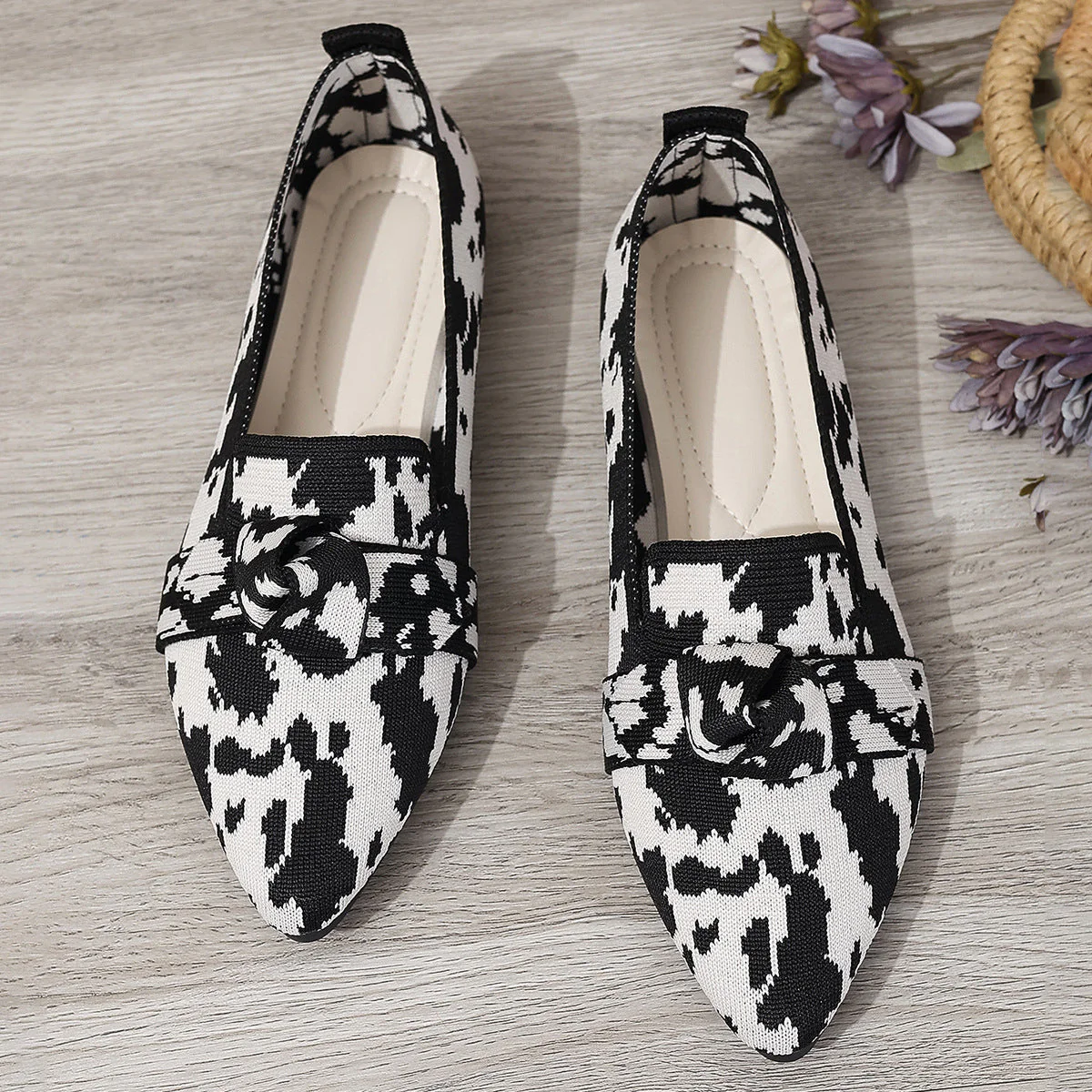 Victoria Ballerines Femme – Chaussures Pointues en Maille avec Nœud Décoratif & Talon Plat - Image 6