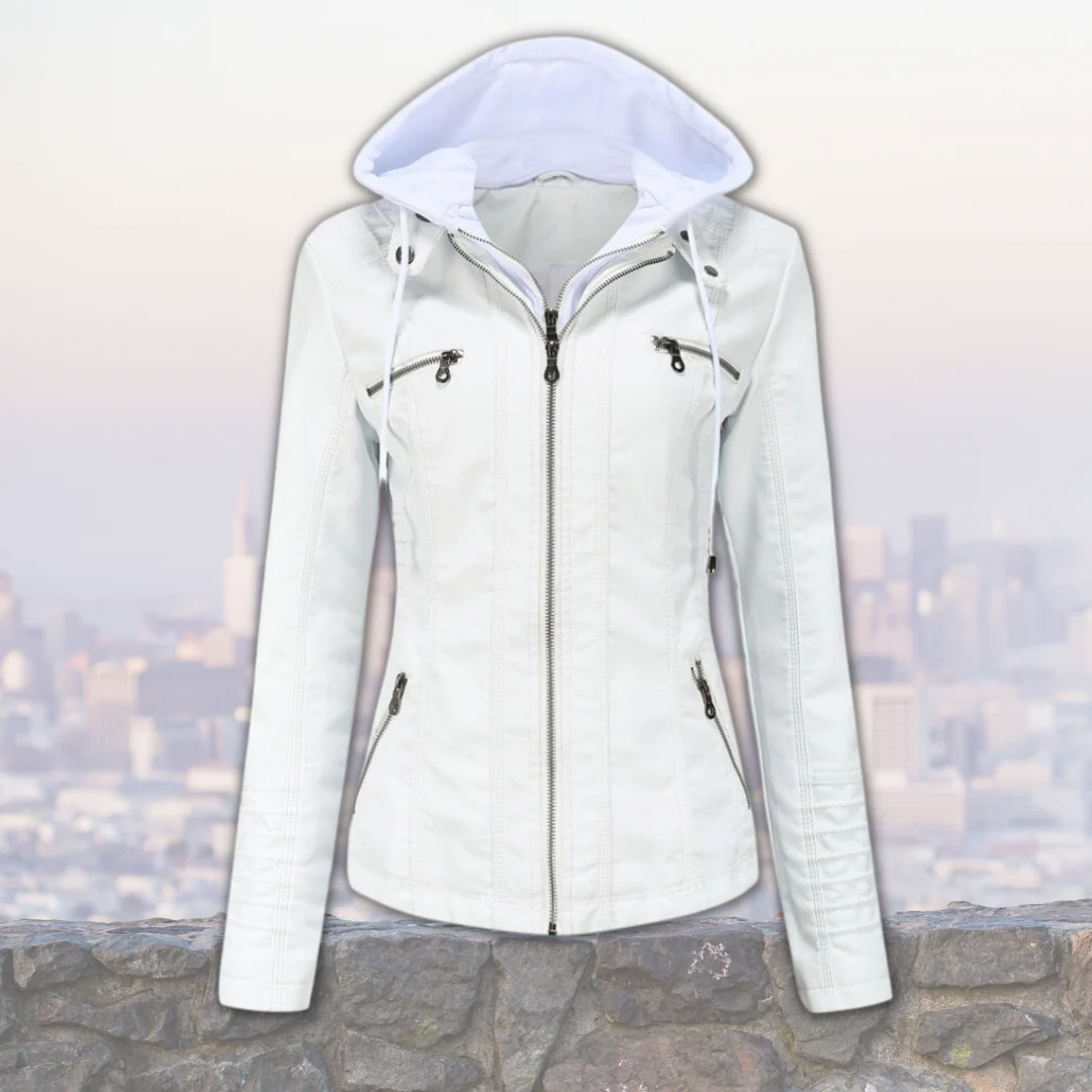 Xyla Veste Femme en Cuir – Élégante avec Capuche, Fermeture Zippée & Poches Pratiques - Image 7